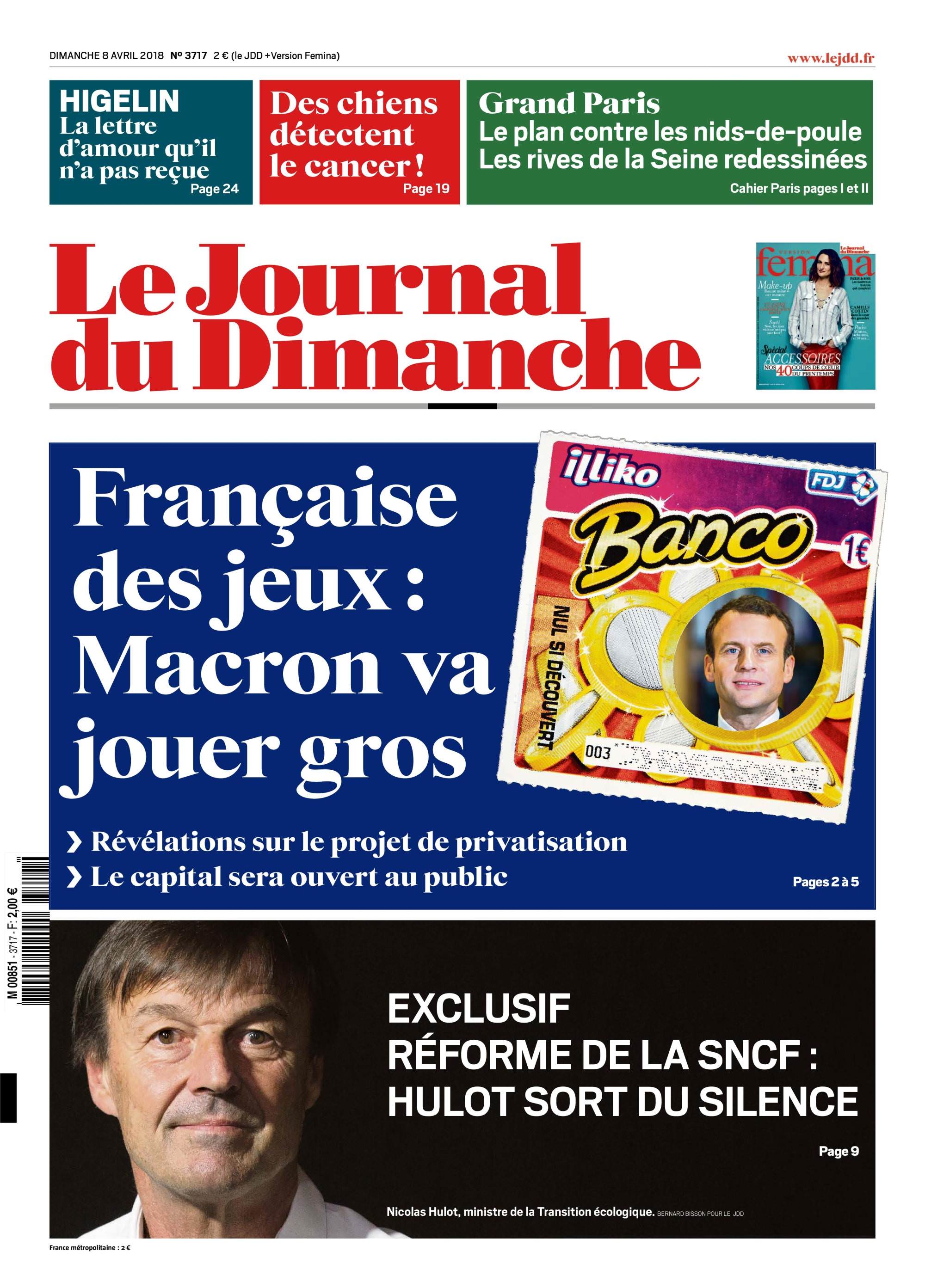 Le Journal Du Dimanche N3717 Du 8 Avril 2018 Télécharger Des