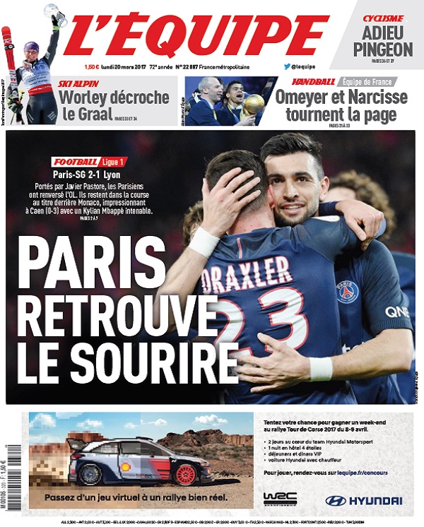 L'Equipe Du Lundi 20 Mars 2017