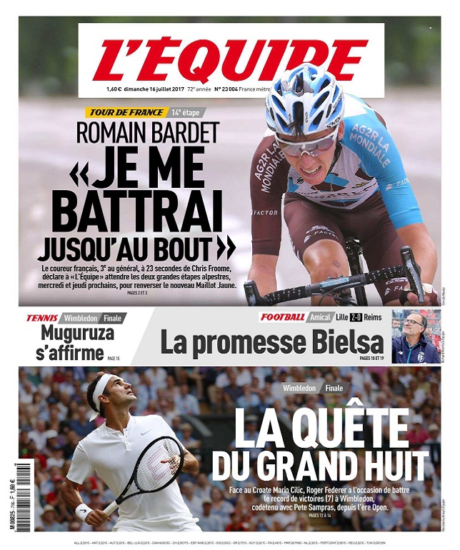 L'Equipe Du Dimanche 16 Juillet 2017