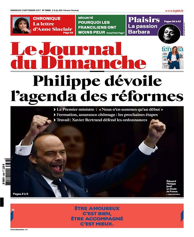 Le Journal Du Dimanche N°3686 Du 3 Septembre 2017