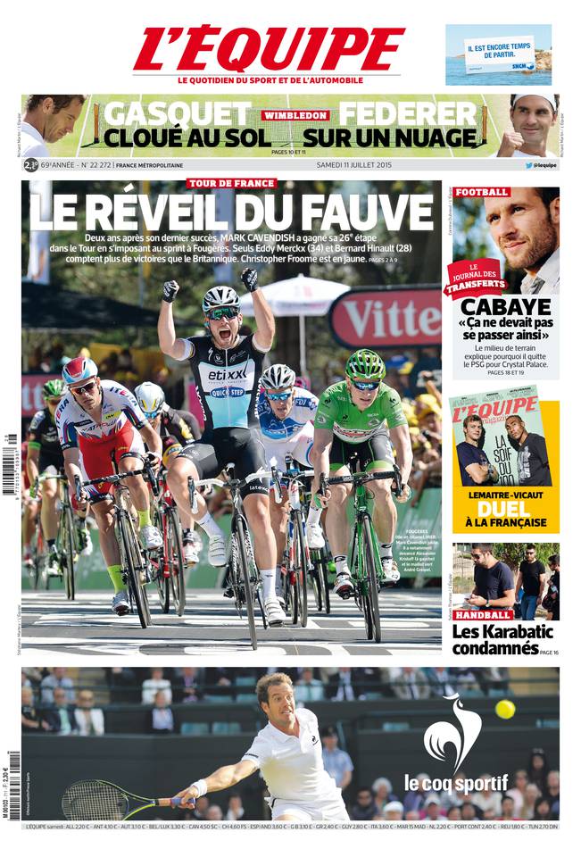 L'Equipe Du Samedi 11 Juillet 2015