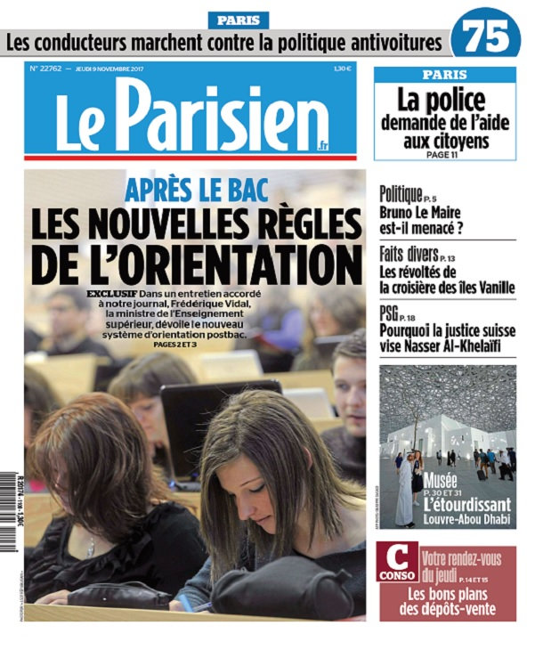 Le Parisien Du Jeudi 9 Novembre 2017